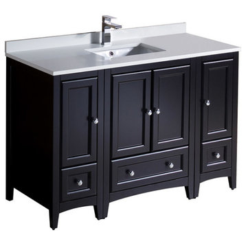 Oxford 48" Traditional Bathroom Cabinet With Top and Sink, Base, Espresso
