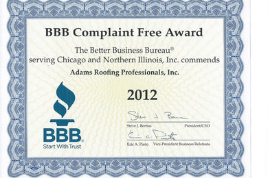 2012 Complaint Free Award