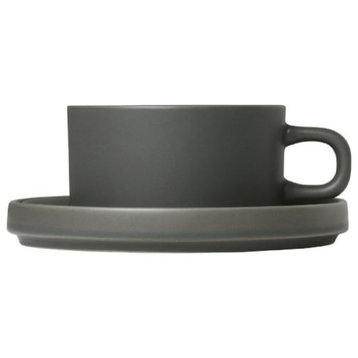 Pilar Tea Cup With Saucer, 2-Piece Set, Pewter 6oz