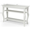 Lillian Wood Console Table With Curved Legs and 2 Shelves, White
