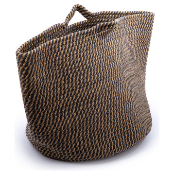 Cotton Rope Storage Basket with Handles, 14.75 x 17 inches, Navy