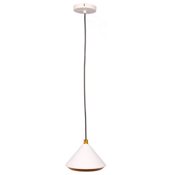 Matte White Hanging Pendant Light With Gold Shade Interior