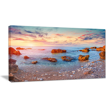 "Mediterranean Sea Sunrise" Seashore Photography Canvas Print, 32"x16"