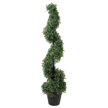 3' Artificial Two-Tone Boxwood Spiral Topiary Tree With Round Pot Unlit