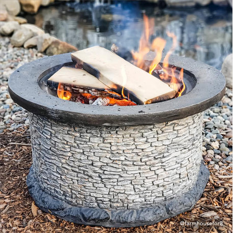 Sunjoy Bianca Outdoor 32" Brown and Gray Wood-Burning Stone Outdoor Fire Pit
