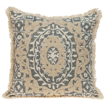 Boho Garland Beige and Gray Decorative Accent Pillow
