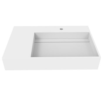Juniper Wall Mounted Countertop Concealed Drain Basin Sink, White, 30", Right Basin, Standard