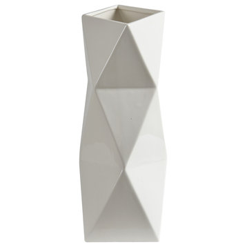 Ren Wil STA576 Melville 14 3/4" Tall Dolomite Geometric Vase - White