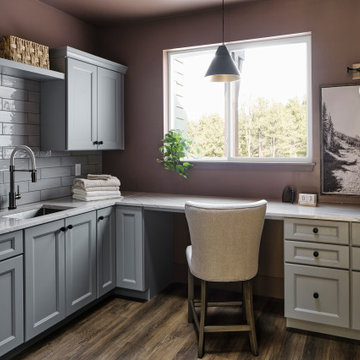 Gracious Home Custom Cabinetry - Flat Panel Maple cabinets in color London Fog