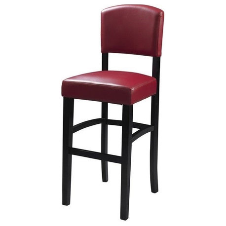 Linon Monaco 24" Wood & Faux Leather Counter Stool in Dark Red/Espresso