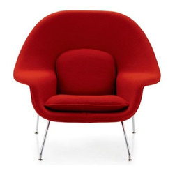 Knoll - Womb Chair, Boucle Classic Fabric, Chrome Frame - Armchairs And Accent Chairs