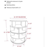 Montauk Wooden 16 Pair Revolving Shoe Storage Rack Carousel, White