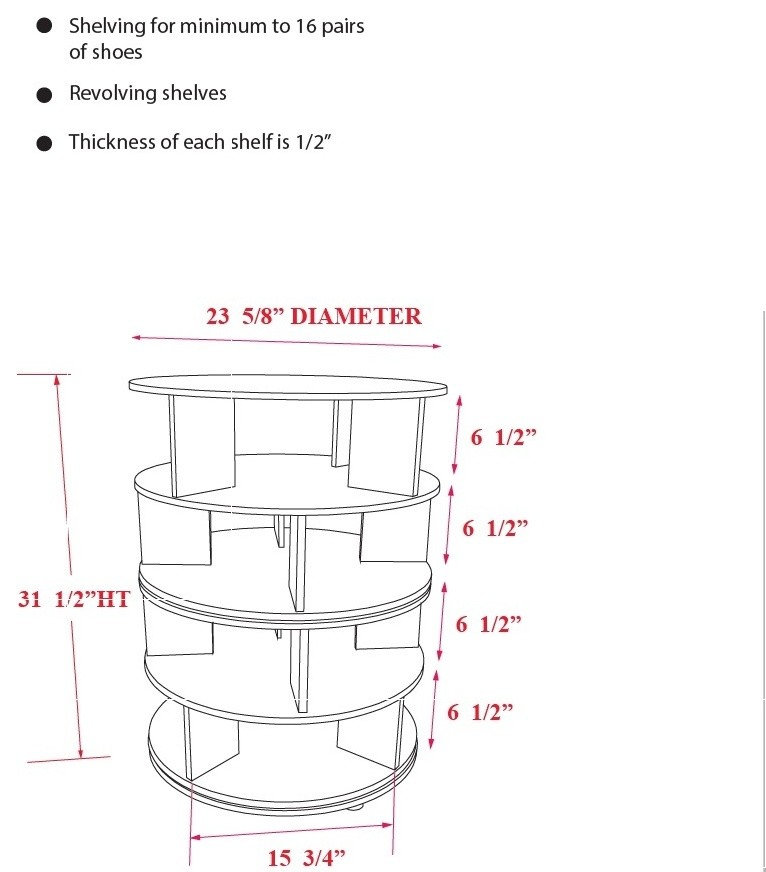 Montauk Wooden 16 Pair Revolving Shoe Storage Rack Carousel, White