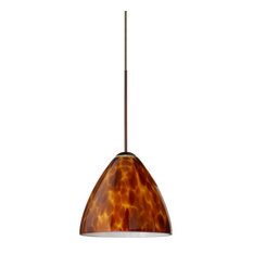 Mia 1 Light Pendant, Bronze, Incandescent, Amber Cloud Glass