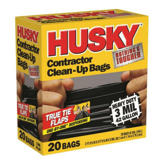 Husky 33 Gallon 0.9 mil Kitchen Drawstring Trash Bags, 42 Count, Black