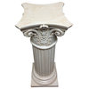 Classic Statuary Floral Wide Four Point Ionic Pedestal - Table Base - Column