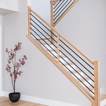 White oak post-to-post hand rail system
