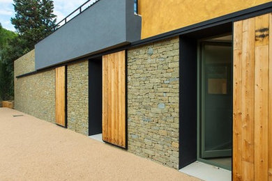 Example of a farmhouse exterior home design in Other