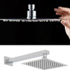 Ultra-Thin Square Rain Shower Head By SereneDrains, Brushed Satin, 8"
