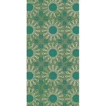 Sun Tile Geometric Print Bath Towel, Green