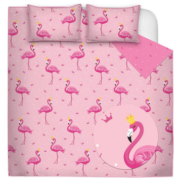 Safdie & Co. 3-piece Polyester Flamingo Double Queen Quilt Set in Multi-Color