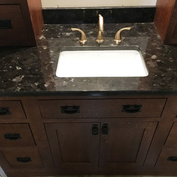 BATHROOM - Contemporary Tub-To-Shower 12 x 24 TanTile and Linear Mosaic Accent