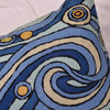 Blue Starry Night Decorative Pillow Cover Van Gogh Hand Embroidered Wool 18x18