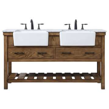 Elegant VF60160DDW 60" Double Bathroom Vanity, Driftwood