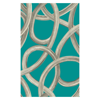 Calix Turquoise Twisted Geo Wallpaper - Contemporary - Wallpaper