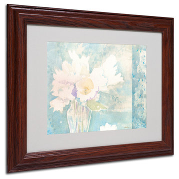 'White and Teal Composition' Matted Framed Canvas Art by Sheila Golden