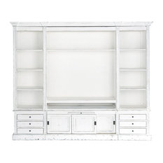 Mueble de salón biblioteca de madera maciza de marfil An. 264 cm Passy