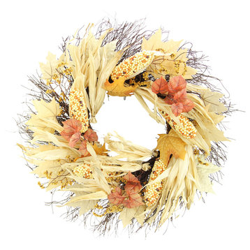 26" Artificial Indian Corn Husk Wreath