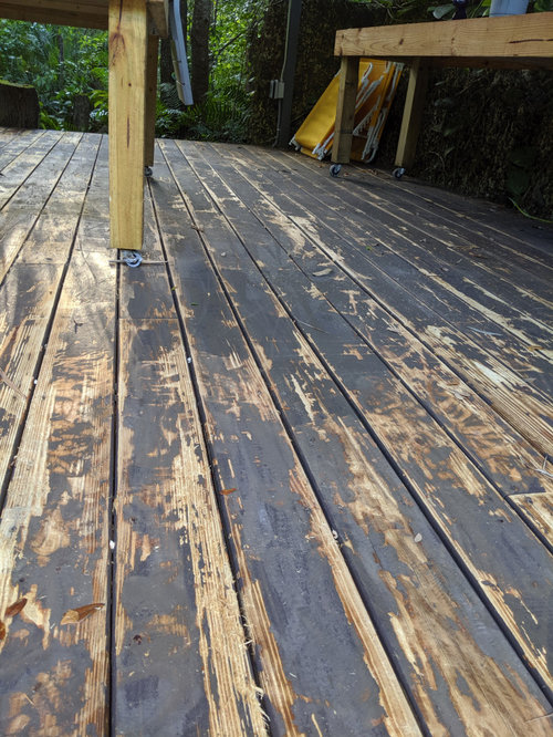 how do we remove paint from a wood deck without highly toxic chemicals
