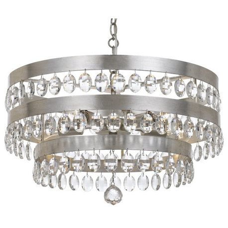 Perla 5 Light Antique Silver Chandelier