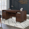 Pemberly Row Place Engineered Wood Executive Desk in Grand Walnut