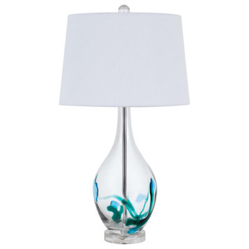 Cal Lighting Harlan 1 Light Table Lamp, Clear/Turquoise/White
