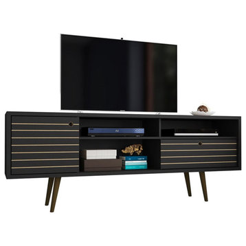 Manhattan Comfort Liberty Solid Wood TV Stand for TVs up to 65" in Black
