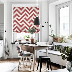 Quick Fix Washable Roman Window Shades Flat Fold , Red Line - Roman Shades