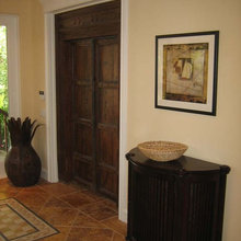 dark wood with white molding