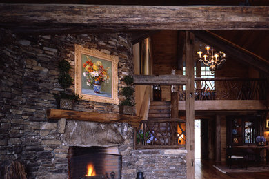 Example of a mountain style living room design in Other