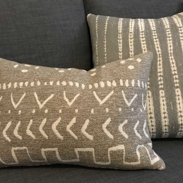 Bench cushion + pillows for dining nook in Oakland