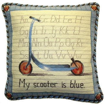 Scooter Petit Point Pillow
