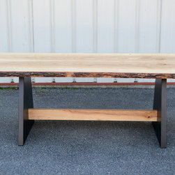 Live Edge Ash Table with Modern Style Base - Table Tops And Bases