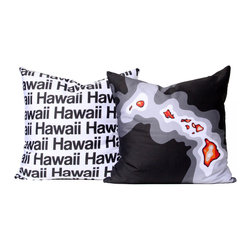 Hawaii map pillow, charcoal orange - Decorative Pillows