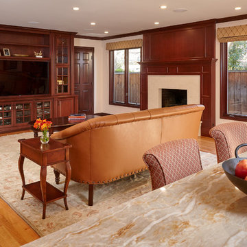 Family room of Palo Alto Traditional Home Renovation