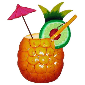 Tropical Drink Pineapple Rum Tiki Bar Haitian Metal Art