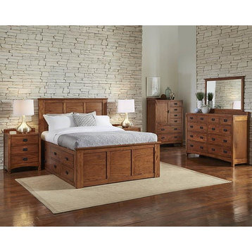 A-America Furniture Mission Hill King Slat Bed, Harvest MIHHA5140