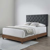 Rhiannon Diamond Tufted Upholstered Fabric Queen Bed, Walnut Gray