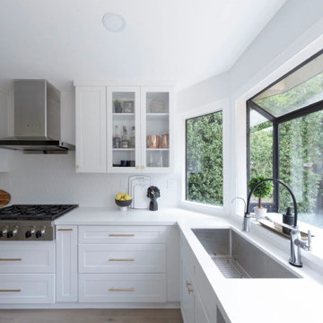 White Shaker Cabinets with Grey Shaker Island