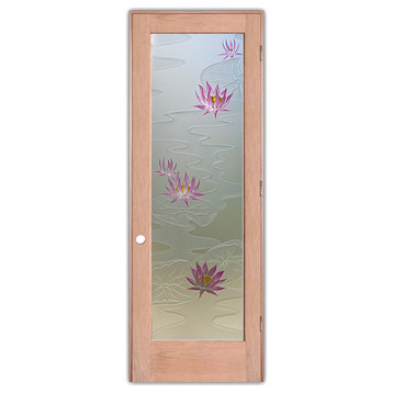 Interior Prehung Door or Interior Slab Door - Lily Pads & Lotus - Cherry -...